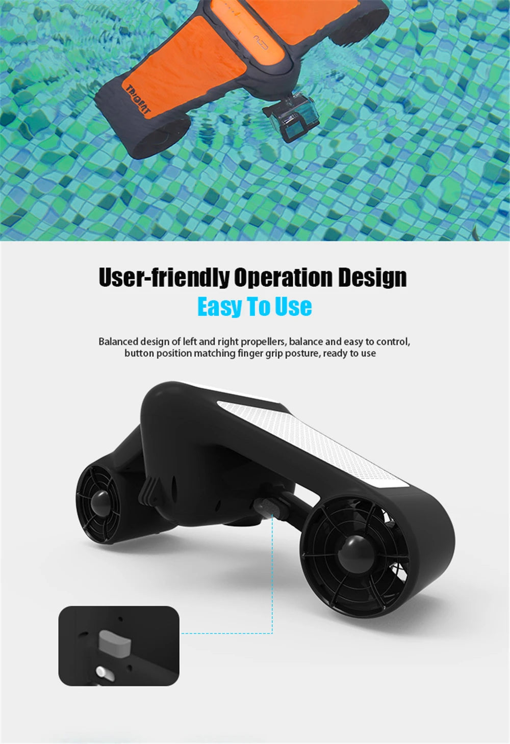 Underwater Sea Scooter 500W Electric Water Toys 1.8m/s Diving Scooter 60Mins Underwater Motor for Kids Adults Swimming Pool
