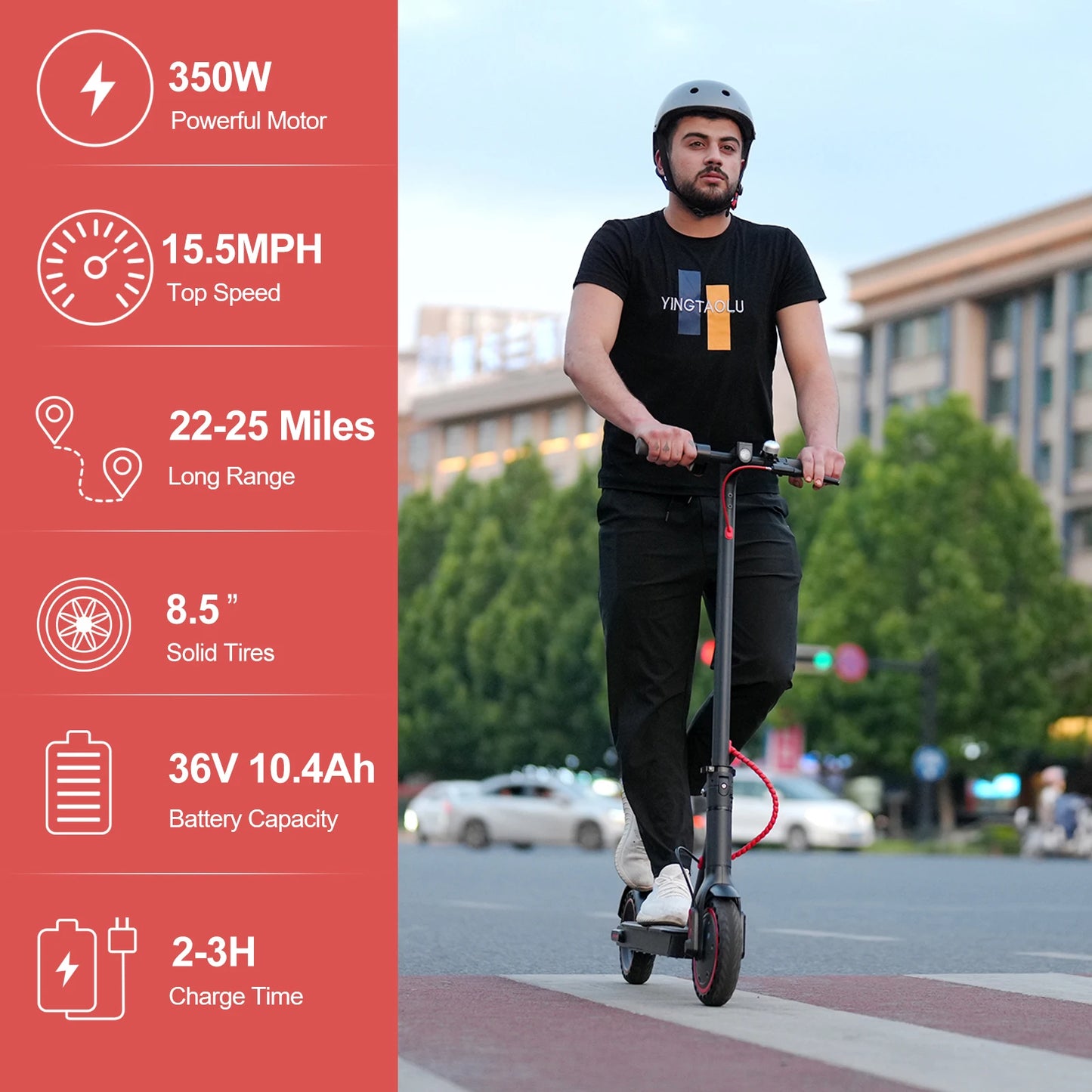 Electric Scooter 8.5" 36v 350W 10.4Ah Self-balance Max 15mph Folding Kick Escooter Smart App For Adults EU US UK Warehouse