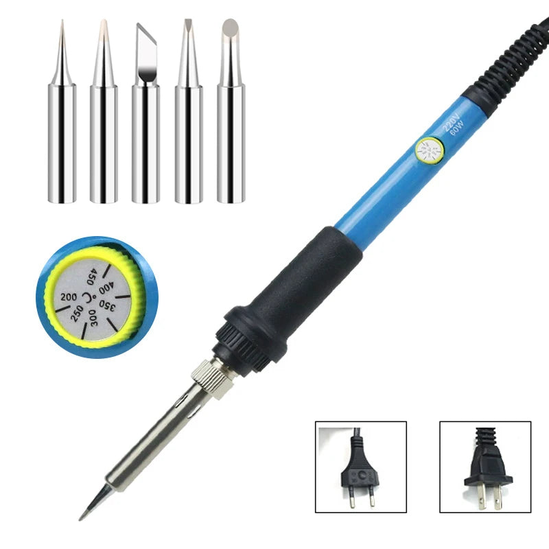 New Adjustable Temperature Electric Soldering Iron 220V 110V 60W Welding Solder Rework Station Heat Pencil Tips Repair Tools