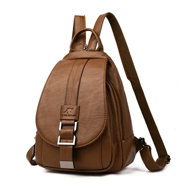 Multifunctional Women Leather Backpacks Vintage Backpack For Teenager Girls School Chest Bag Travel Bagpack Ladies Sac Back Pack