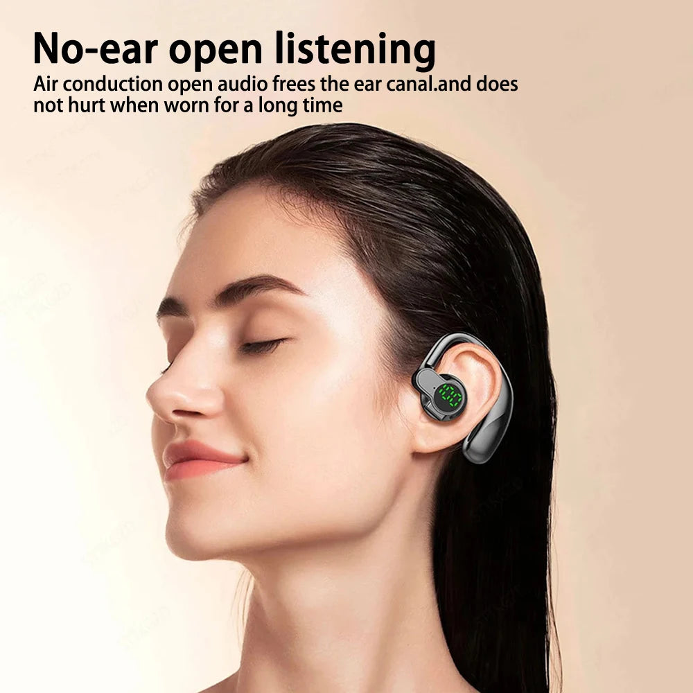 NEW Bone Conduction Wireless Bluetooth Headphones Earphones With Microphone Handsfree Noise Canceling Headset