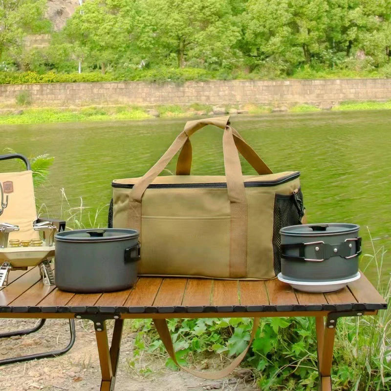 Outdoor Cooking Bag Waterproof Camping Travel Organizer Bag Thermal Cooler Lunch Box Portable Large Capacity Storage Handbag