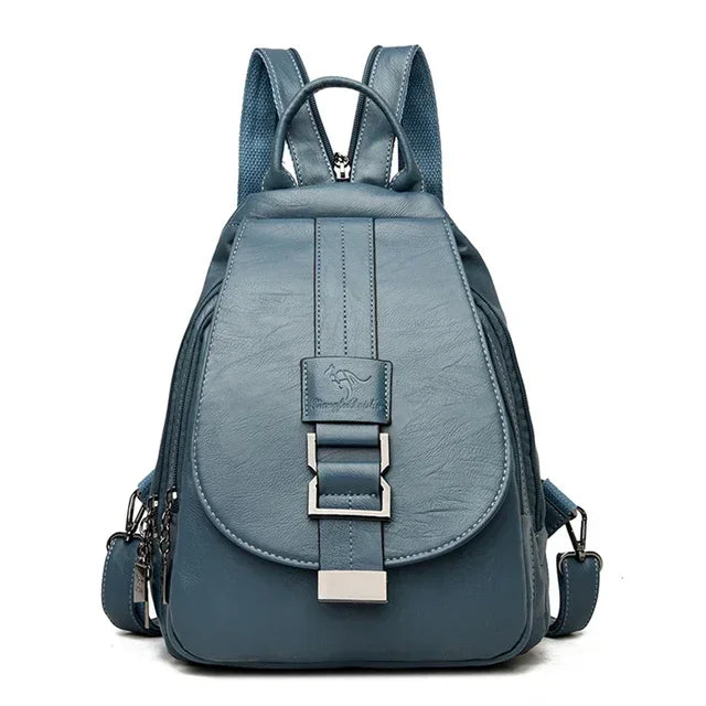 Multifunctional Women Leather Backpacks Vintage Backpack For Teenager Girls School Chest Bag Travel Bagpack Ladies Sac Back Pack