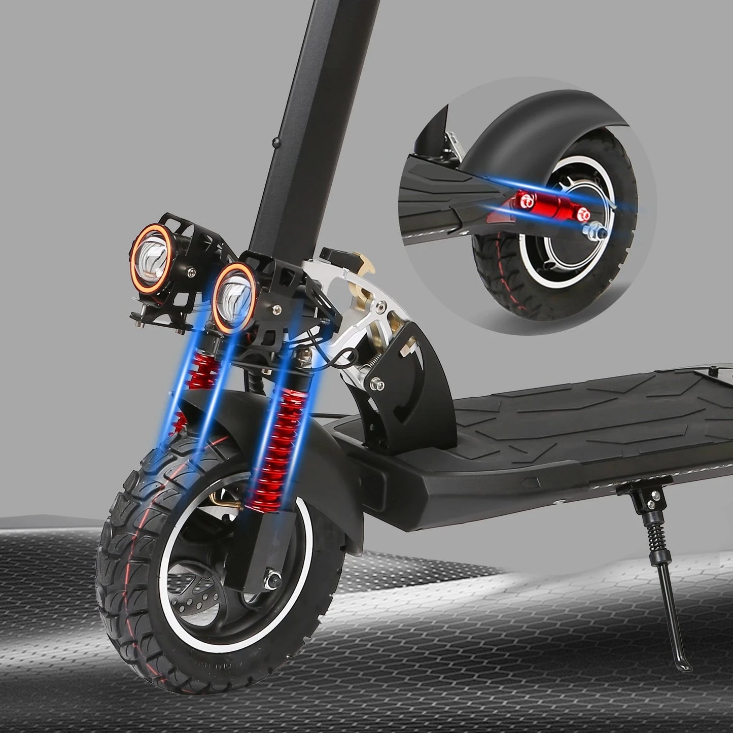 10'' Tires Dual Shock Absorbing Folding EScooter 800W Powerful Electric Scooter 48V 15Ah Max Speed 50km/h 50km Range for Adults