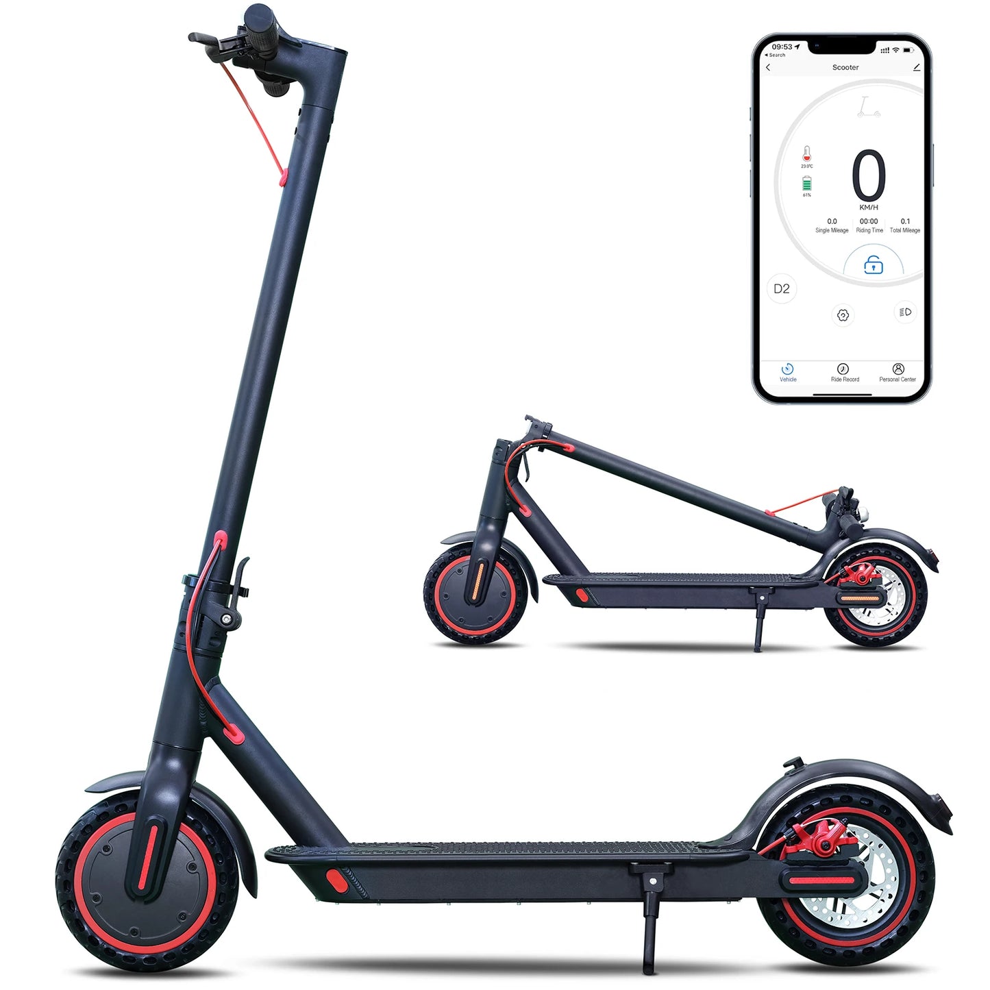 Electric Scooter 8.5" 36v 350W 10.4Ah Self-balance Max 15mph Folding Kick Escooter Smart App For Adults EU US UK Warehouse