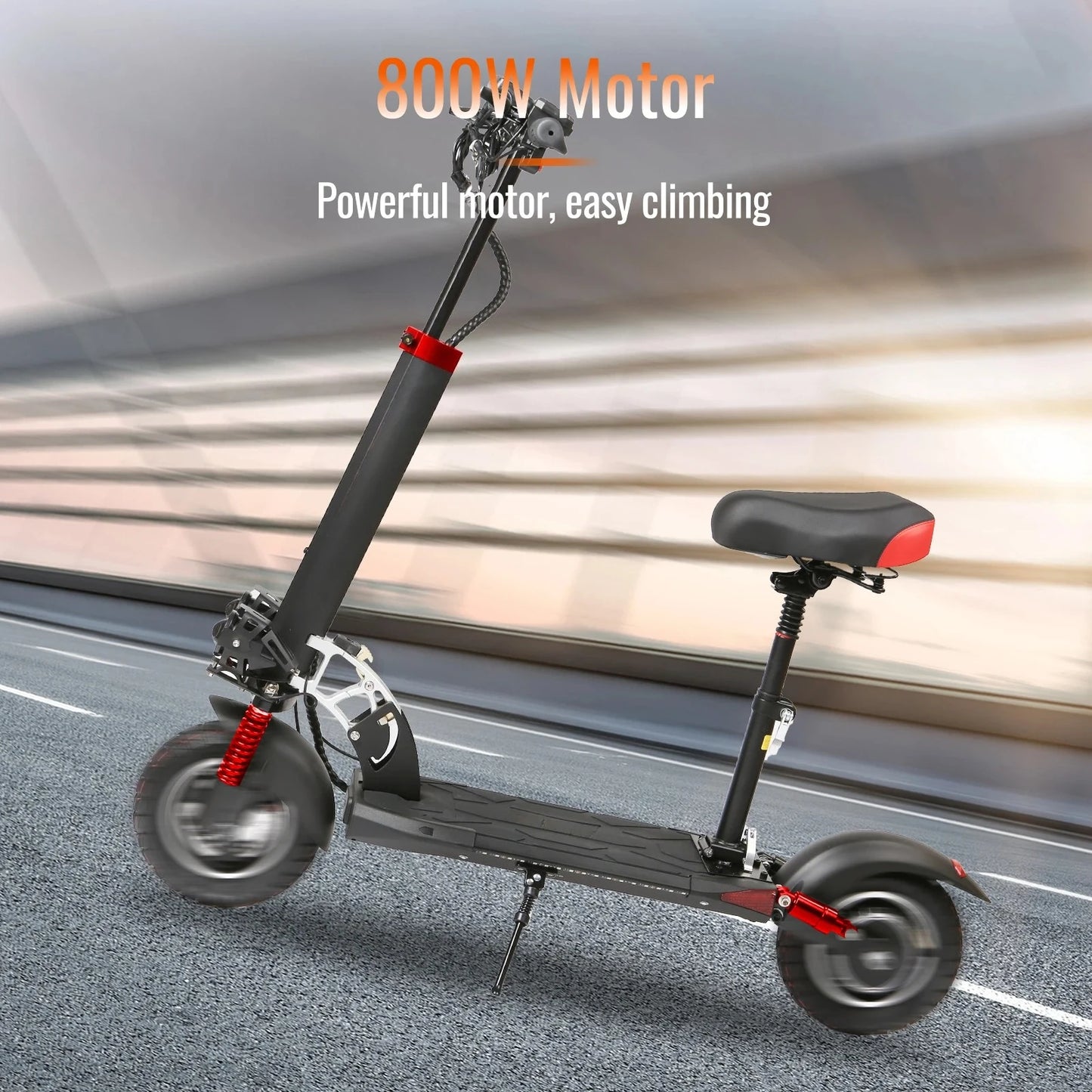 10'' Tires Dual Shock Absorbing Folding EScooter 800W Powerful Electric Scooter 48V 15Ah Max Speed 50km/h 50km Range for Adults