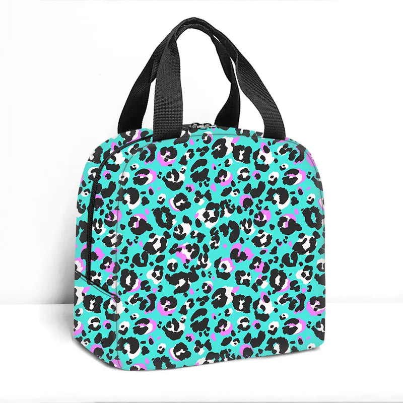 Tiger Leopard Zebra Crocodile Stripes Print Lunch Bag Handbag Breakfast Organizer Picnic Cooler Food Bag Thermal Lunch Box