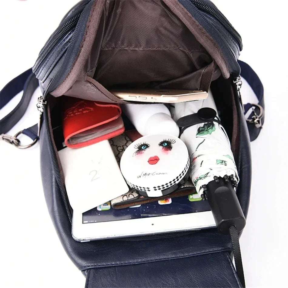 Multifunctional Women Leather Backpacks Vintage Backpack For Teenager Girls School Chest Bag Travel Bagpack Ladies Sac Back Pack