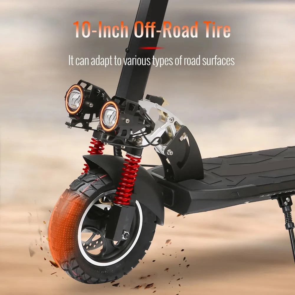 10'' Tires Dual Shock Absorbing Folding EScooter 800W Powerful Electric Scooter 48V 15Ah Max Speed 50km/h 50km Range for Adults