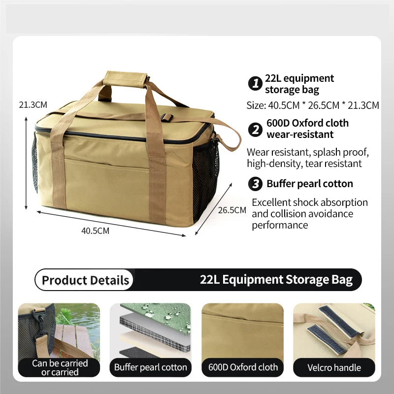 Outdoor Cooking Bag Waterproof Camping Travel Organizer Bag Thermal Cooler Lunch Box Portable Large Capacity Storage Handbag