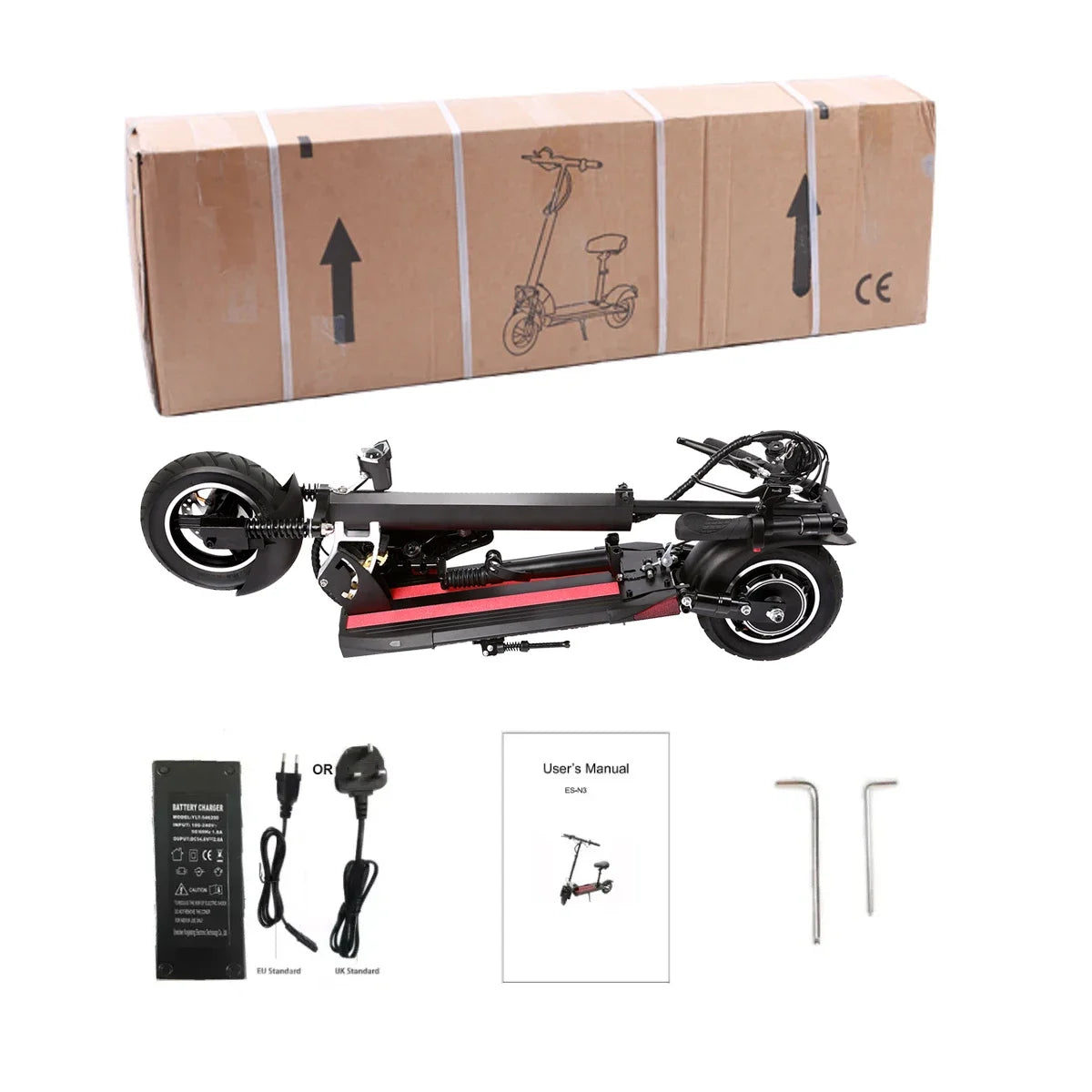 10'' Tires Dual Shock Absorbing Folding EScooter 800W Powerful Electric Scooter 48V 15Ah Max Speed 50km/h 50km Range for Adults