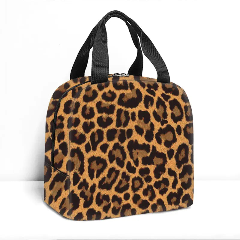 Tiger Leopard Zebra Crocodile Stripes Print Lunch Bag Handbag Breakfast Organizer Picnic Cooler Food Bag Thermal Lunch Box