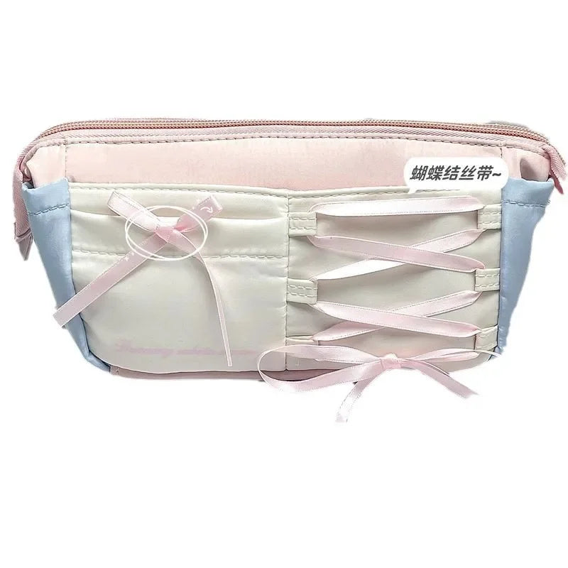 Sweet Korean Pink Color Pencil Case for Girl Creative Design Simplicity Stationery Bag Large Capacity Pen Bag Student Supplies