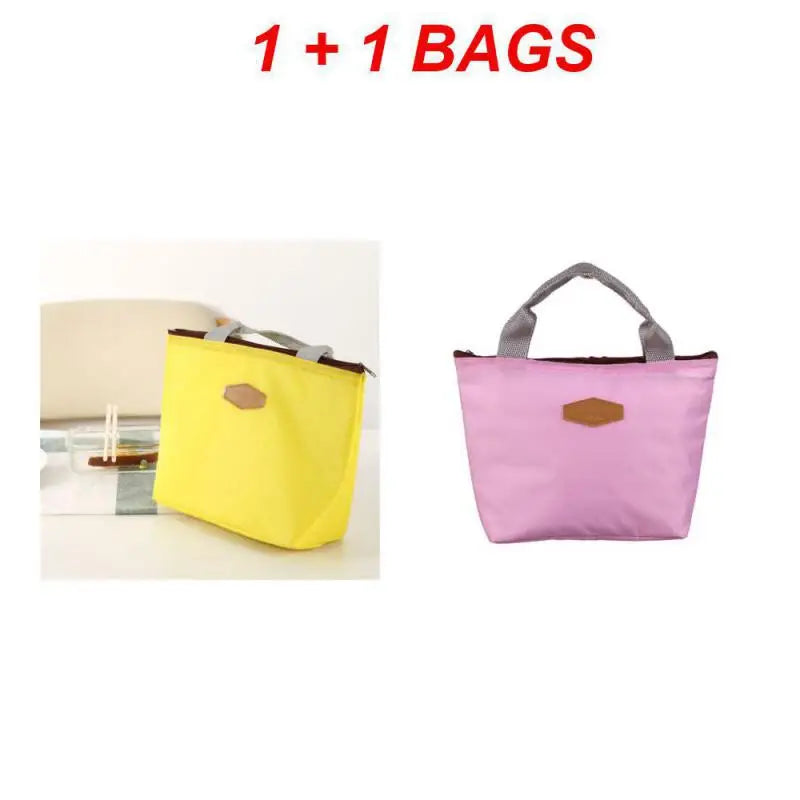 Solid Color Portable Insulated Lunch Box, Cold Food Cooler, Thermal Bag, Insulated Lunch Box, Picnic Handbag, Cooler bag