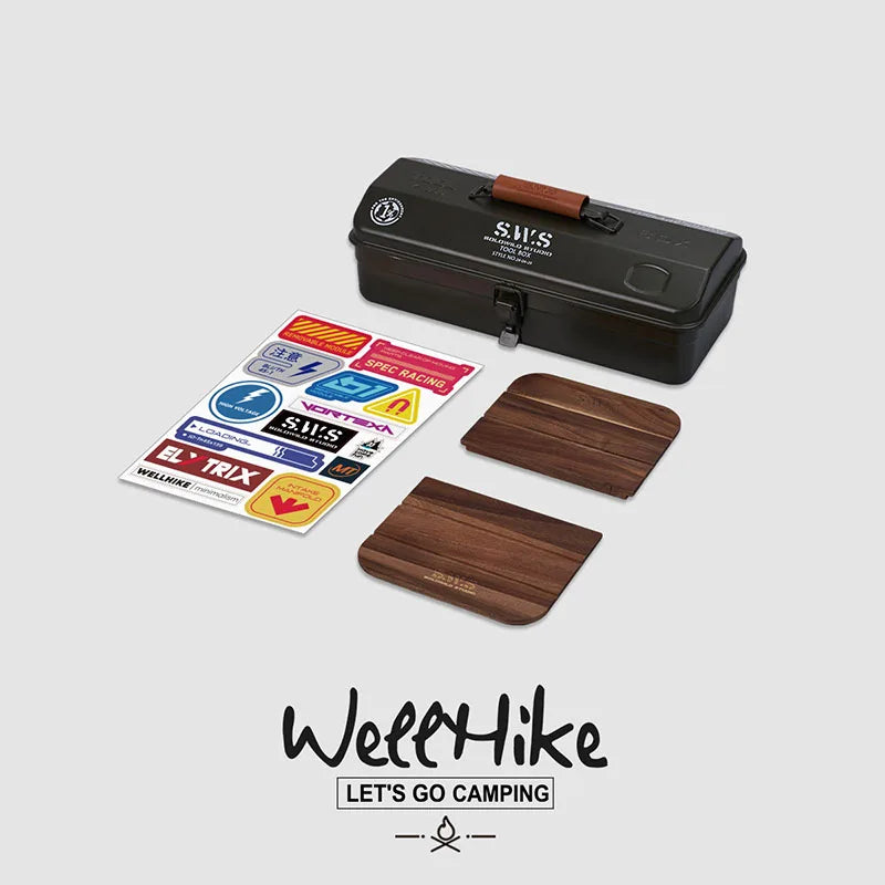 WELLHIKE Outdoor Toolbox Iron Box With Stickers Coffee Box Equipment Lunch Box Camping Portable Hand-Held Metal Storage Box