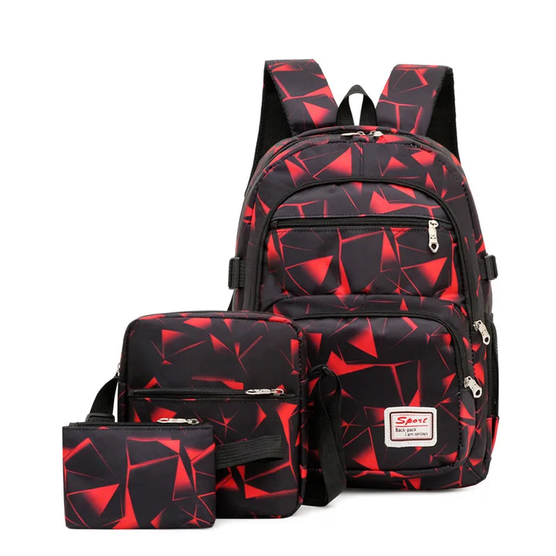 3pcs/set Male backpacks high school bags for women 2020 boys one shoulder big student travel bag men school backpack mochila