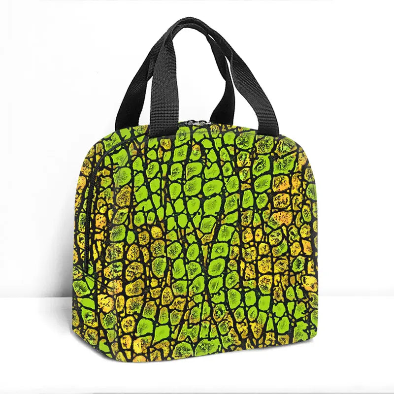 Tiger Leopard Zebra Crocodile Stripes Print Lunch Bag Handbag Breakfast Organizer Picnic Cooler Food Bag Thermal Lunch Box