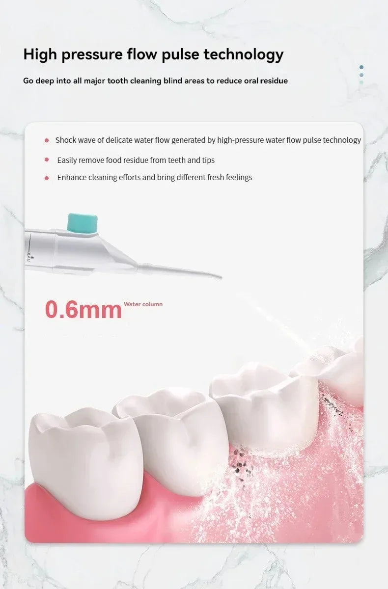 183---Portable high-pressure oral irrigator - manual tooth cleaner with grip, nozzle attachment for gum health