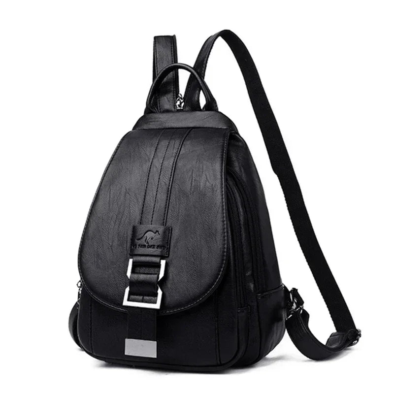 Multifunctional Women Leather Backpacks Vintage Backpack For Teenager Girls School Chest Bag Travel Bagpack Ladies Sac Back Pack
