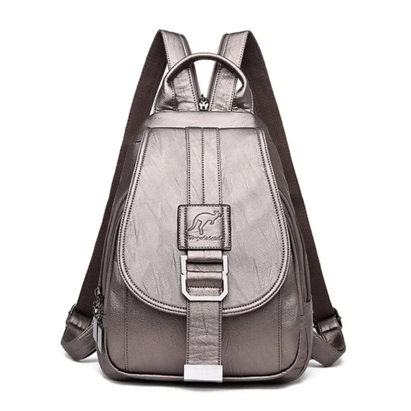 Multifunctional Women Leather Backpacks Vintage Backpack For Teenager Girls School Chest Bag Travel Bagpack Ladies Sac Back Pack